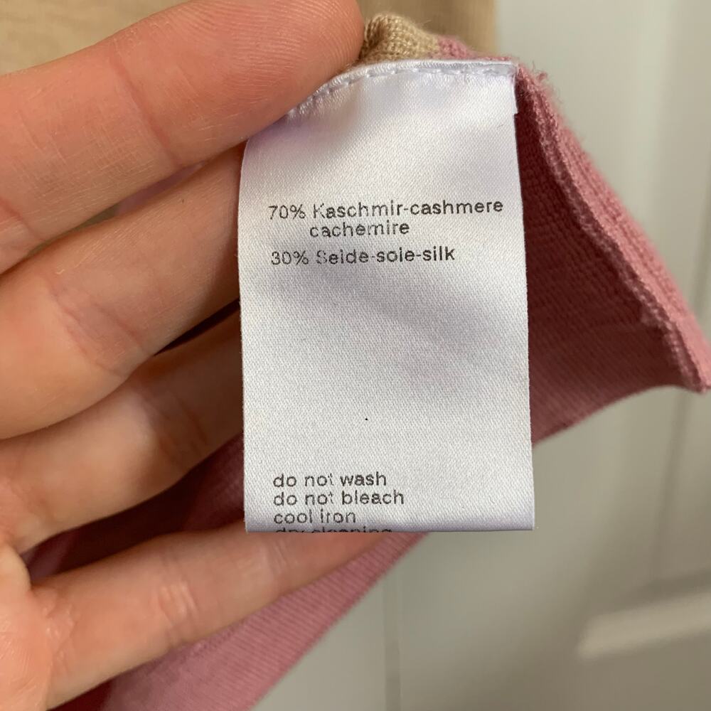 Akris Luxury Cashmere Silk Blend Pink and Tan Striped Short Sleeve Top US 10 - Picture 6 of 9
